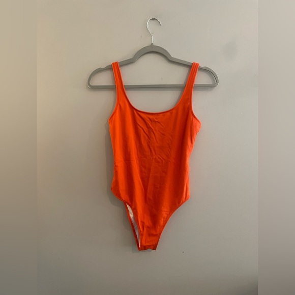 PINK Victoria Secret Bright Orange One Piece Backless Swimsuit - Picture 1 of 5